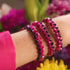 Quartz magenta et agate noire | Or rose | Bracelet double géométrie